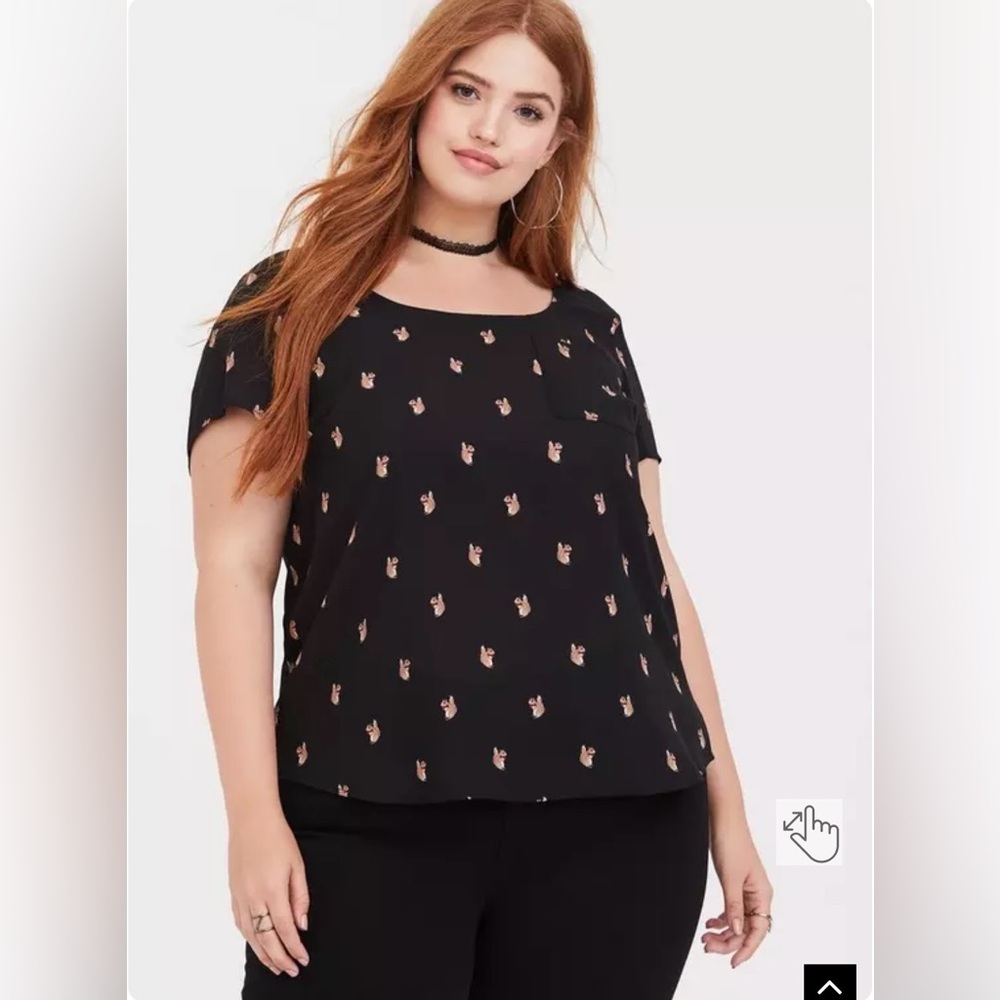 Torrid Abbey Georgette Button Back Short Sleeve Blouse‎